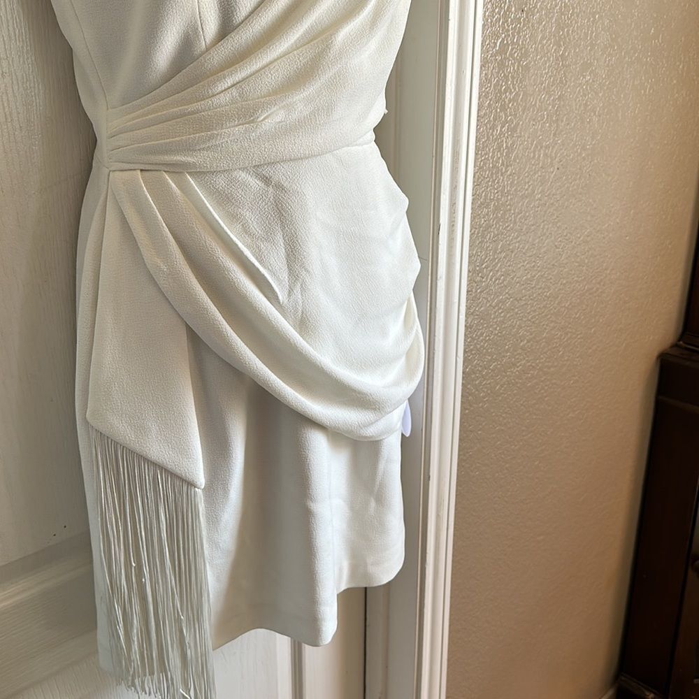 Dress THE POPULATION Crepe Fringe Minidress party cocktail Swiftie Sm NWT - Picture 14 of 15
